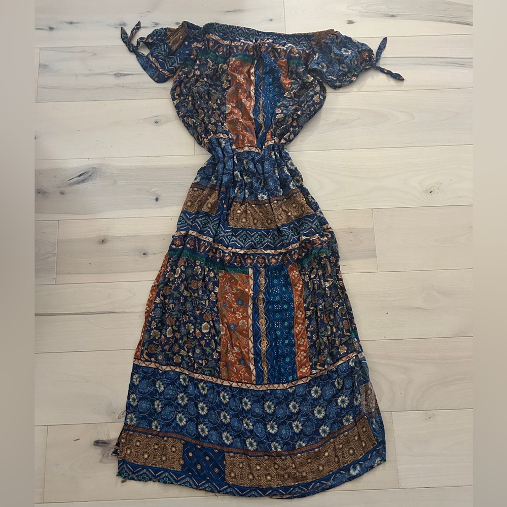 Dress Forum Los Angeles Off Shoulder Floral Print Maxi Dress Size Large
